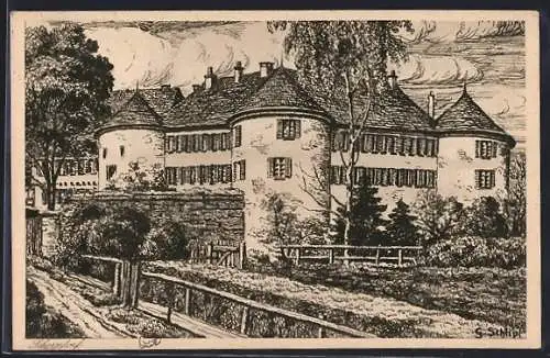 Künstler-AK Schorndorf / Württ., Das Schloss von Schorndorf