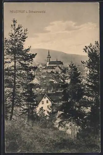 AK Neustadt i. Schwarzwald, Blick von einer Anhöhe zur Kirche