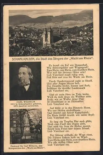 AK Schmalkalden, Panorama, Porträt & Denkmal des Sängers Carl Wilhelm