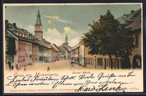 AK Kirchenlamitz, Oberer Markt mit Blick zur Kirche