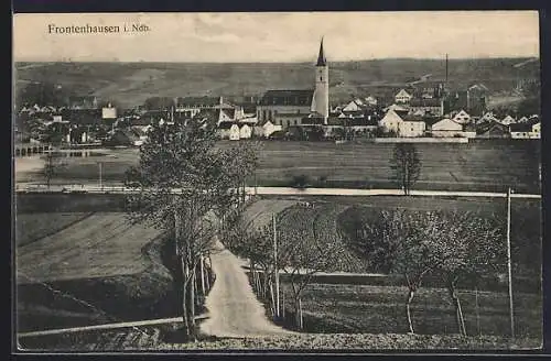 AK Frontenhausen i. Ndb., Ortsansicht mit Landstrasse