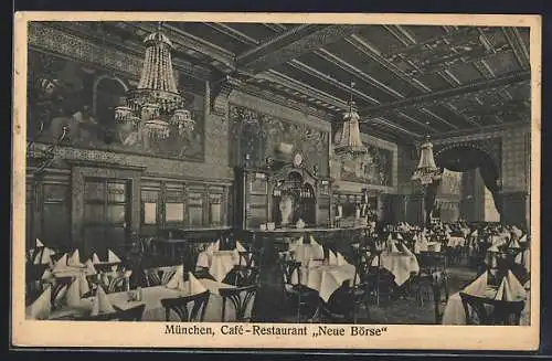 AK München, Café-Restaurant Neue Börse, Maximiliansplatz, Inh. Eugen Petzolt