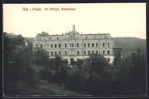 AK Aue i. Erzgeb., Blick auf Dr. Pilling`s Sanatorium