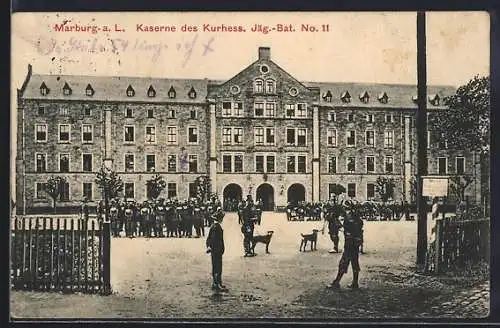 AK Marburg a. L., Kaserne des Kurhess. Jäg.-Bat. No. 11