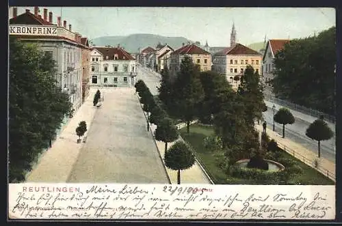 AK Reutlingen, Listplatz aus der Vogelschau