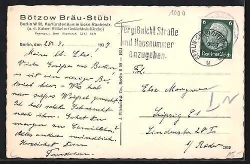 AK Berlin-Charlottenburg, Gasthaus Bötzow Bräu-Stübl, Kurfürstendamm Ecke Rankestrasse, Innenansicht