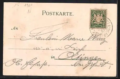 Lithographie Speyer, Post, Dom, Gedächtniskirche und Altpörtel