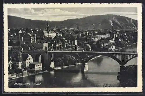 AK Marburg a. Dr., Teilansicht mit Brücke