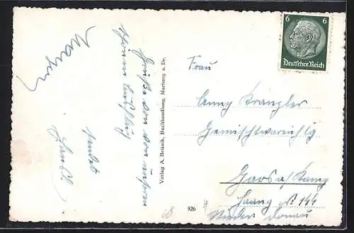 AK Marburg a. Dr., Teilansicht mit Brücke