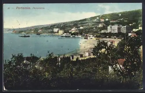 AK Portorose, Ortspanorama aus der Vogelschau