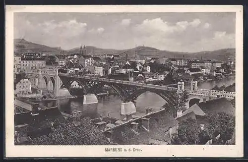 AK Marburg a. d. Drau, Partie mit Brücke