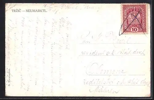 AK Trzic / Neumarktl, Totalansicht mit Gebirgspanorama