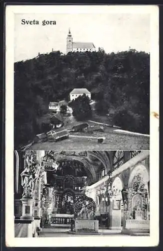 AK Sveta gora, Ortspartie mit Kirche, Innenansicht