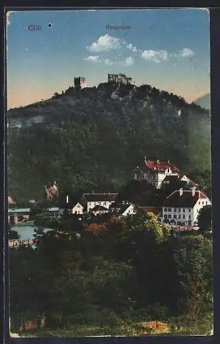 AK Cilli, Ortspartie mit Burgruine