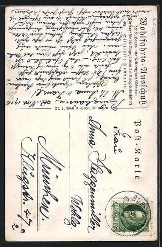 Künstler-AK Metz, Eine Boarische, De Fahna her!..., Ludwig Thoma, Soldat mit Gewehr, Propaganda 1. Weltkrieg