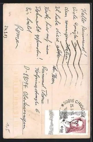 Künstler-AK M. Müller jun.: röhrender Hirsch am Abhang