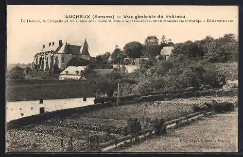 AK Lucheux, Vue générale du château et des monuments historiques
