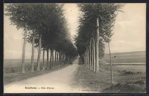 AK Doullens, Côte d`Arras, Allée bordée d`arbres