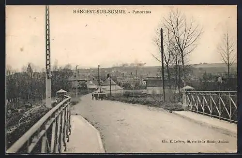 AK Hangest-sur-Somme, Panorama du village depuis le pont