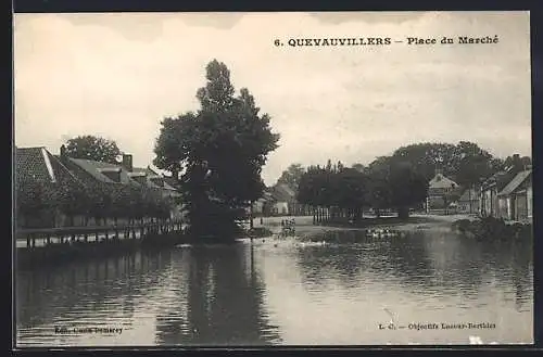 AK Quevauvillers, Place du Marché inondée