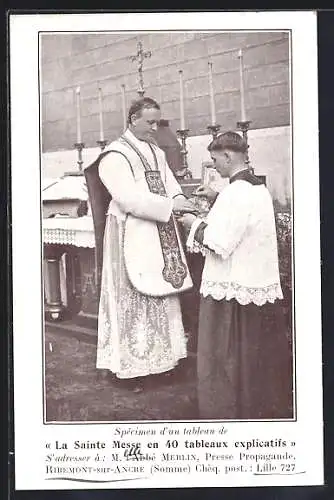 AK Ribemont-sur-Ancre, Cérémonie religieuse avec le prêtre et l`enfant de choeur