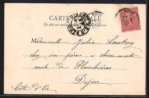 AK Roye, Le Jeu de Paume et allée arborée