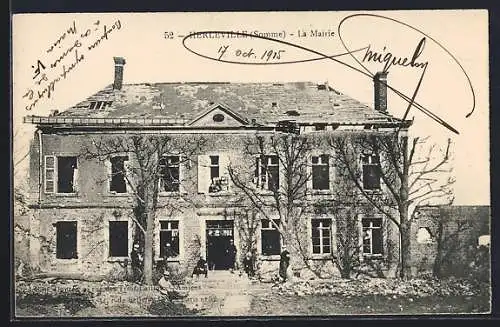AK Herleville, La Mairie après la guerre