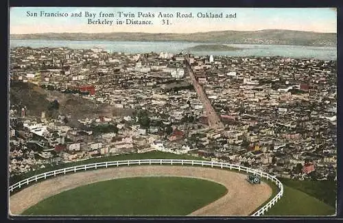 AK San Francisco, CA, General view and Bay from Twin Peaks, Oakland and Berkeley in distance