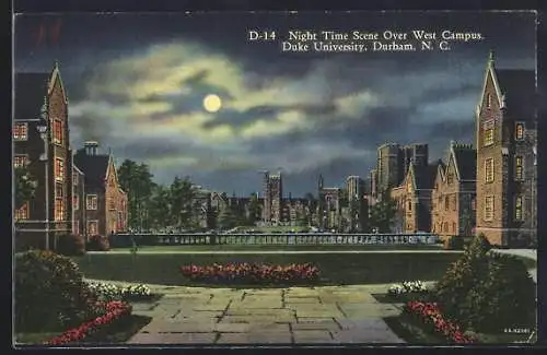 AK Durham, NC, Night Time Scene over West Campus, Duke University