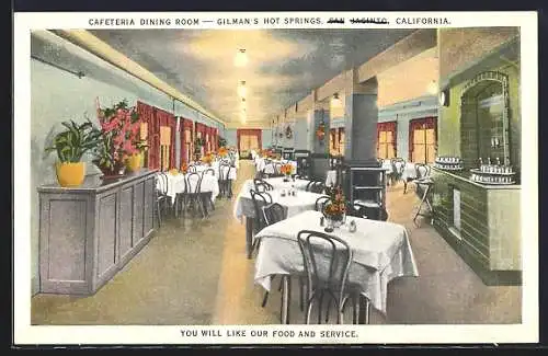 AK San Jacinto, CA, Gilman`s Hot Springs Resort, Cafeteria Dining Room