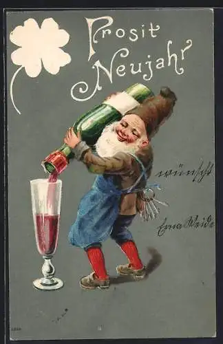AK Zwerg wünscht Prosit Neujahr