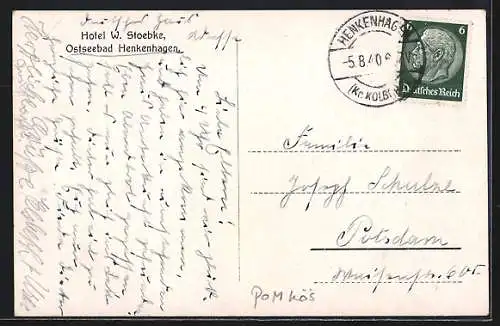 AK Henkenhagen, Hotel W. Stoebke, Inh. Willi Stoebke