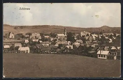 AK Gross Schönau, Teilansicht mit Kirche