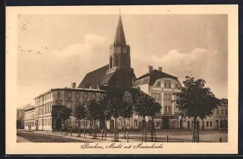 AK Beeskow, Markt mit Marienkirche