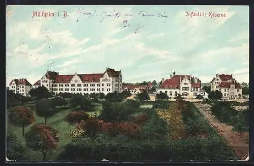 AK Müllheim i. B., Blick auf die Infanterie-Kaserne