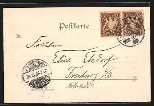 Lithographie Lindau i. B., Hotel Helvetio mit Fluss, Totalansicht