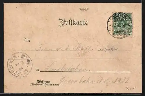 Lithographie Mainau, Schlosshof mit Kirche, das Schloss, Gesamtansicht der Insel