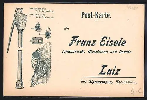 AK Laiz bei Sigmaringen, Landwirtschaftl. Maschinen und Geräte Franz Eisele, Produktansichten