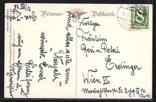 Künstler-AK H.S.B.: Frisch gewagt ist halb gewonnen, Lustiger kleiner Skispringer