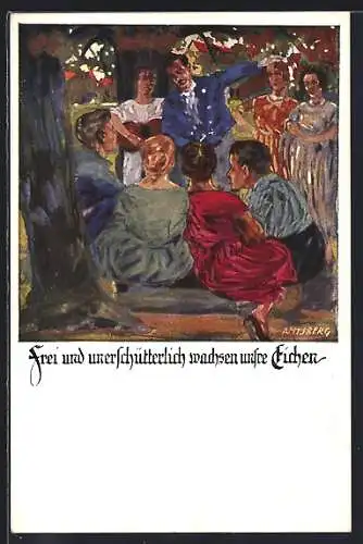 Künstler-AK Otto Amtsberg: Fest-Gesellschaft in Sommerkleidung