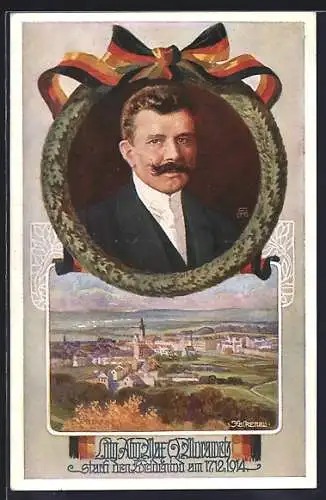 AK Portrait Max Morawetz, Ortsansicht
