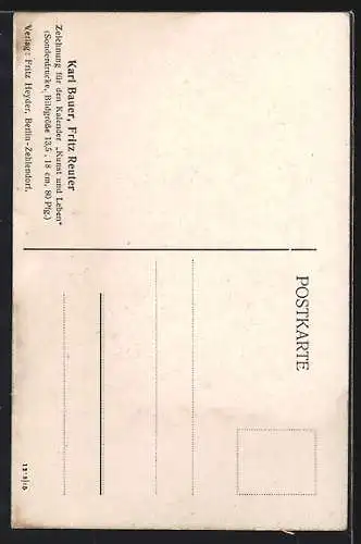 Künstler-AK Portrait des Fritz Reuter, von Karl Bauer