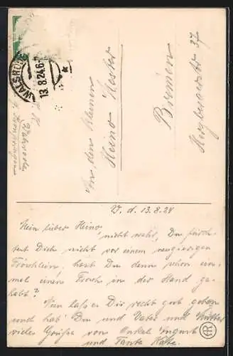 Künstler-AK Pauli Ebner: Das neugierige Fröschlein, Kleinkind mit Frosch