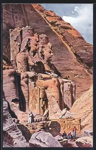 Künstler-AK Friedrich Perlberg: Koloss von Ramses bei Abou Simbel