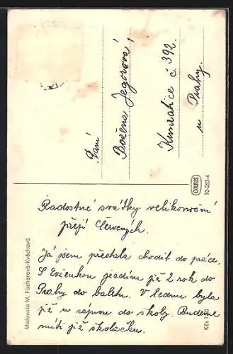 Künstler-AK M. Fischerova-Kvechova (MFK): Mutter trägt ihr Baby auf dem Rücken