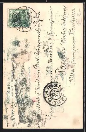 Künstler-AK sign. Guyl: Ein unerwartetes Hindernis, Auto-Unfall