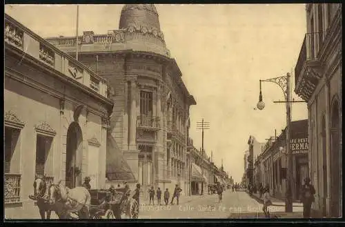 Fotografie unbekannter Fotograf, Ansicht Rosario, Calle Santa Fee mit Geschäften