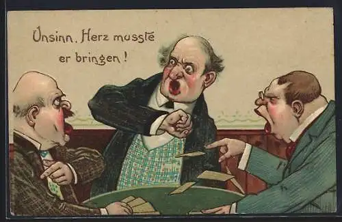 AK Je suis comm Jésus..., Männer streiten sich beim Kartenspielen
