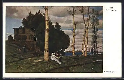 Künstler-AK Arnold Böcklin: Ein Frühlingstag, Landschaft mit Paaren