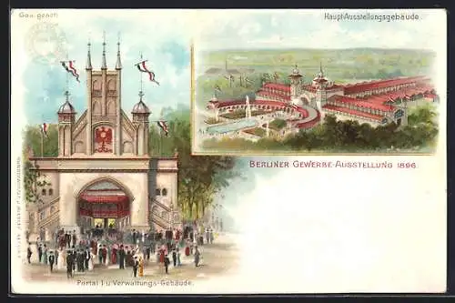 Lithographie Berlin, Berliner Gewerbe-Ausstellung 1896, Haupt-Ausstellungsgebäude